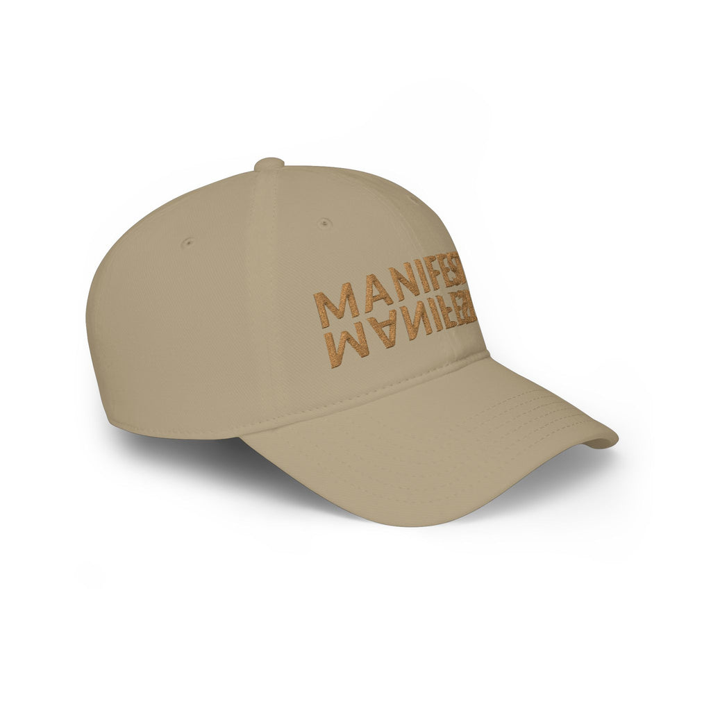 Manifest Reversible Text Baseball Cap — 'MANIFEST' Embroidered Low-Profile Hat