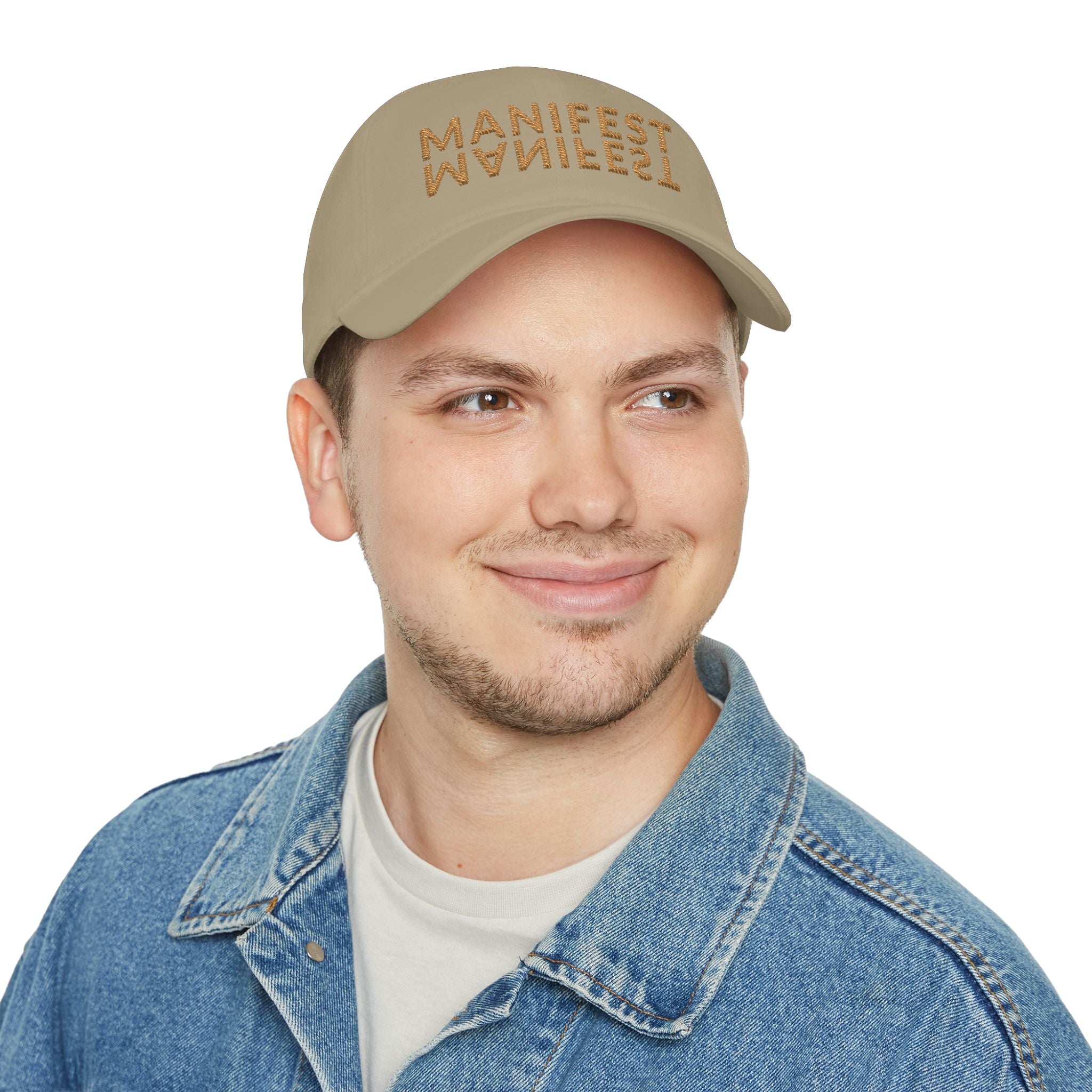 Manifest Reversible Text Baseball Cap — 'MANIFEST' Embroidered Low-Profile Hat