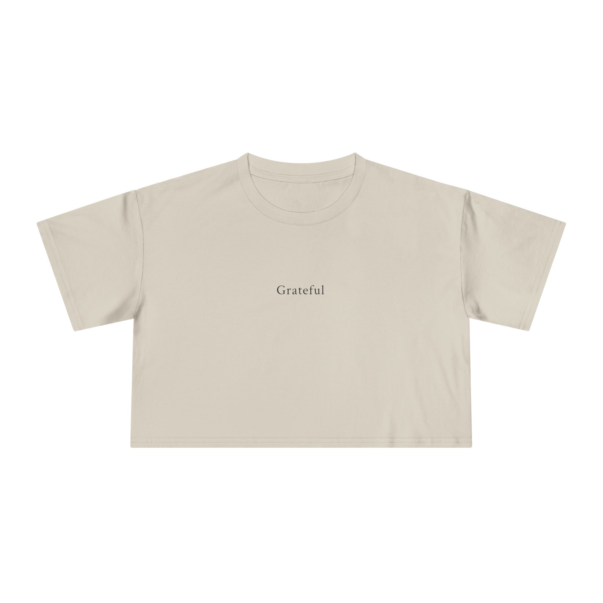 Grateful Women's Cropped Tee — Minimalist Positive Message Top