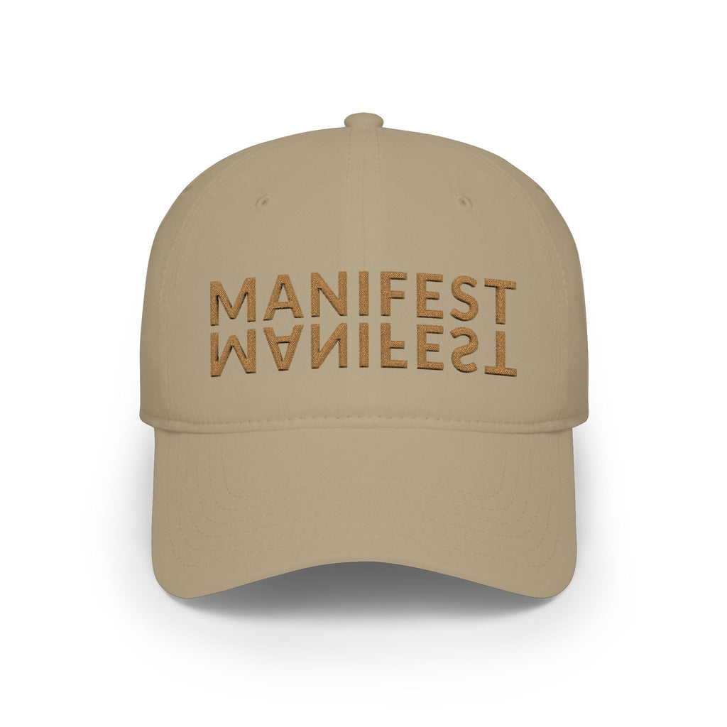 Manifest Reversible Text Baseball Cap — 'MANIFEST' Embroidered Low-Profile Hat