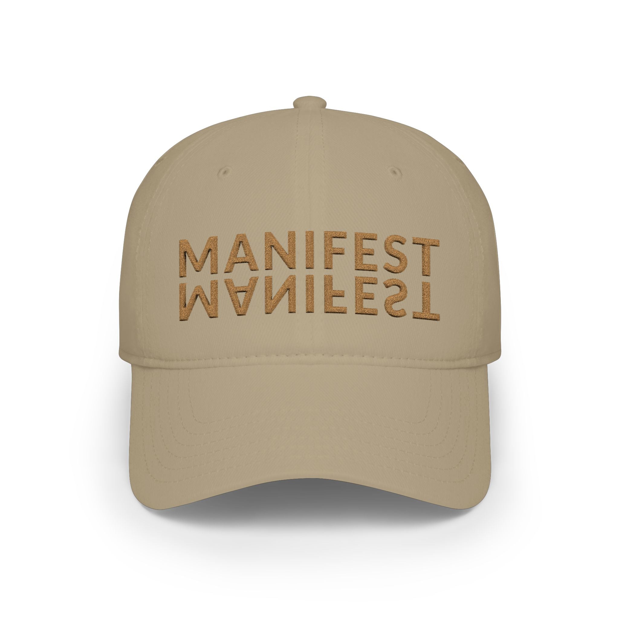 Manifest Reversible Text Baseball Cap — 'MANIFEST' Embroidered Low-Profile Hat