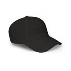 Low Profile Baseball Cap — Subtle Blackout Text Embroidered Hat