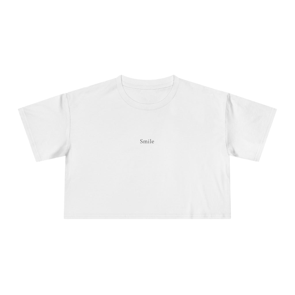 Smile Minimalist Women's Crop Tee – Clean White Casual Top