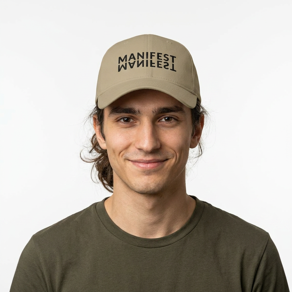 Low Profile Baseball Cap — Subtle Blackout Text Embroidered Hat