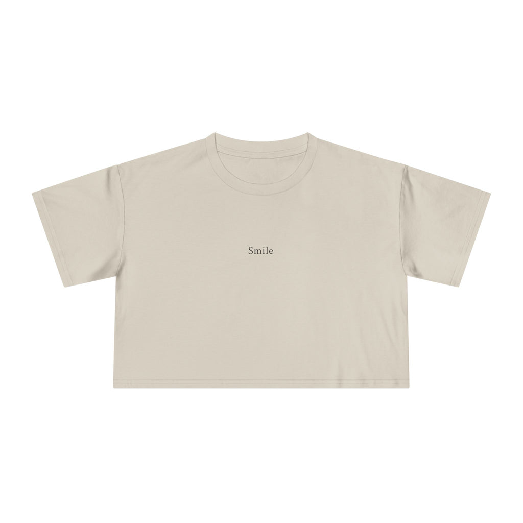 Smile Minimalist Women's Crop Tee – Clean White Casual Top