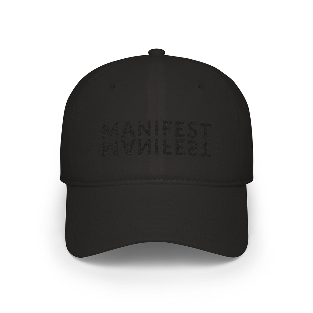 Low Profile Baseball Cap — Subtle Blackout Text Embroidered Hat