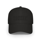 Low Profile Baseball Cap — Subtle Blackout Text Embroidered Hat