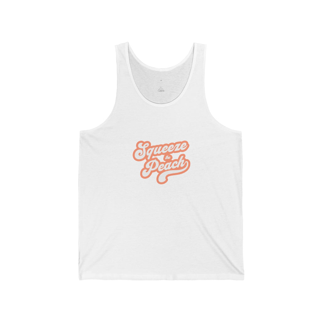 Squeeze Peach Tank Top — Retro Script Peach Graphic Summer Tank