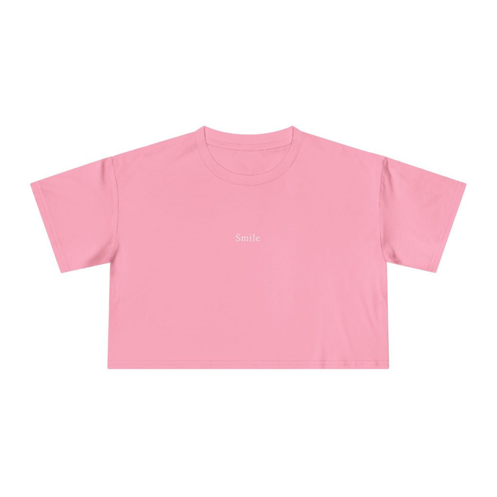 Smile Minimalist Women's Crop Tee – Clean White Casual Top