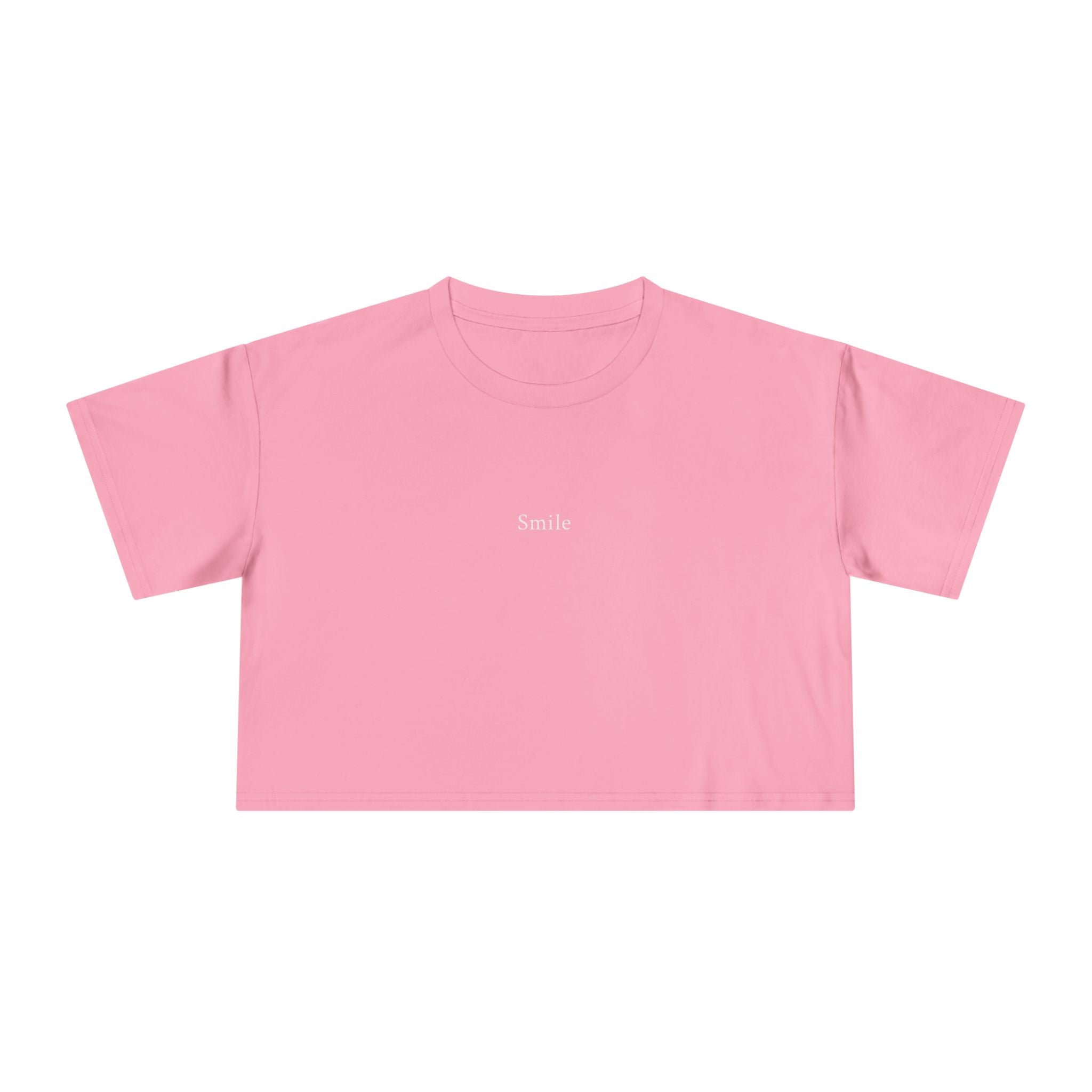 Smile Minimalist Women's Crop Tee – Clean White Casual Top